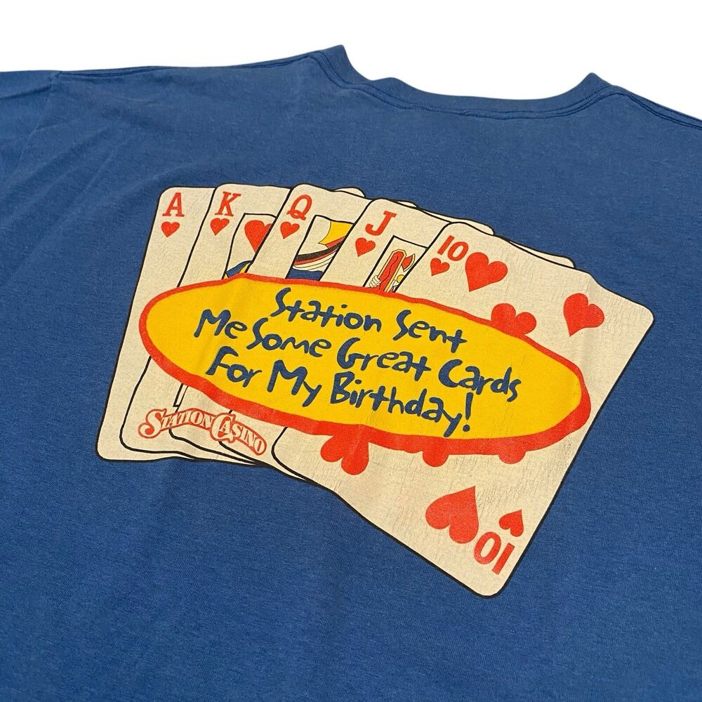 Vintage Station Casino Kansas City Missouri Tee Shirt Playing Cards XL 90s Y2K